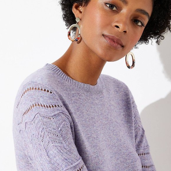 Ann Taylor LOFT Textured Tunic Sweater Purple - Picture 2 of 7